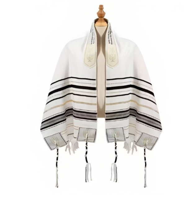 Zwart gestreepte gebedssjaal - Betach Boetiek