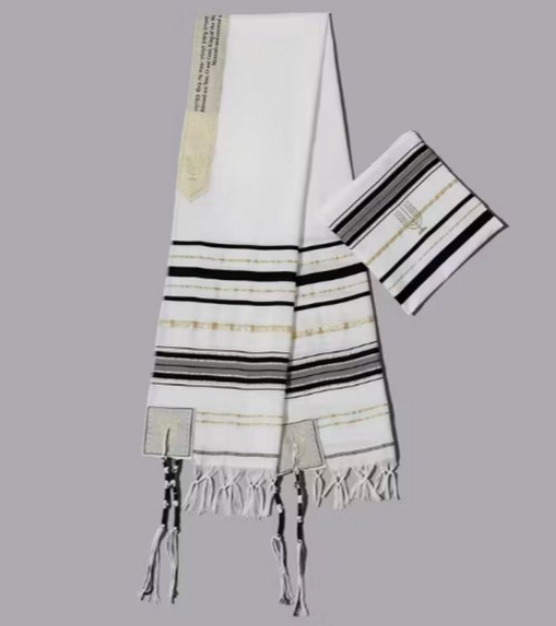 Zwart gestreepte gebedssjaal - Betach Boetiek