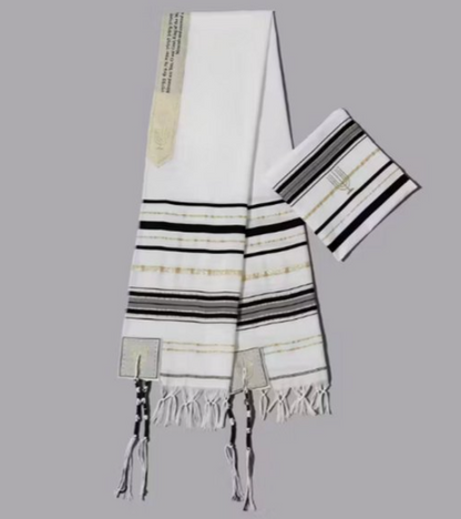 Zwart gestreepte gebedssjaal - Betach Boetiek