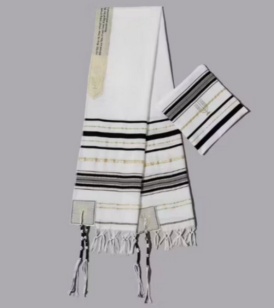 Zwart gestreepte gebedssjaal - Betach Boetiek