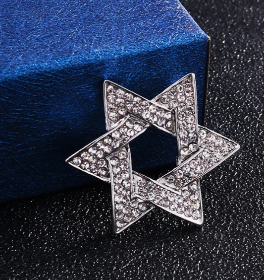 Zeshoekige Ster Broche zilverkleurig